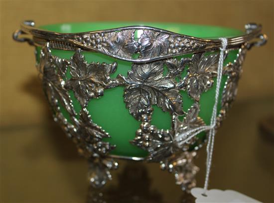 White metal sugar basket